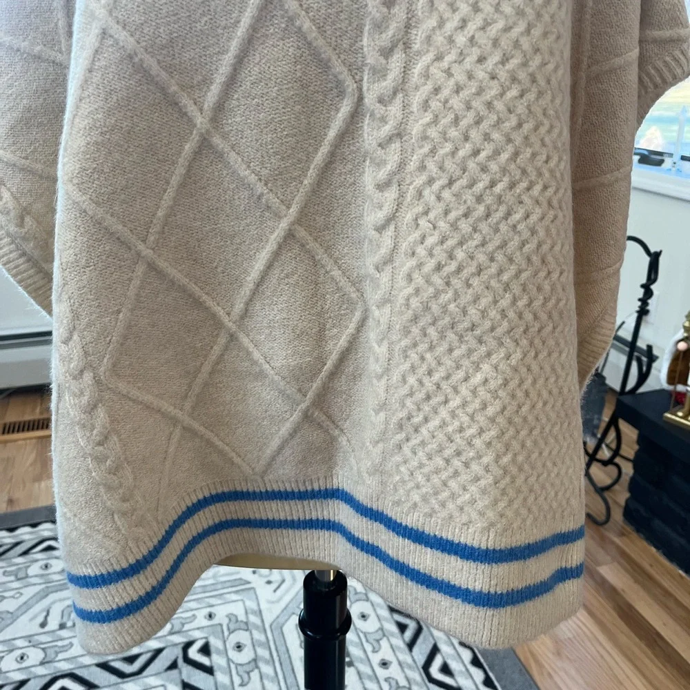 Free People‎ Harbour Stripe Cable Poncho Pullover
